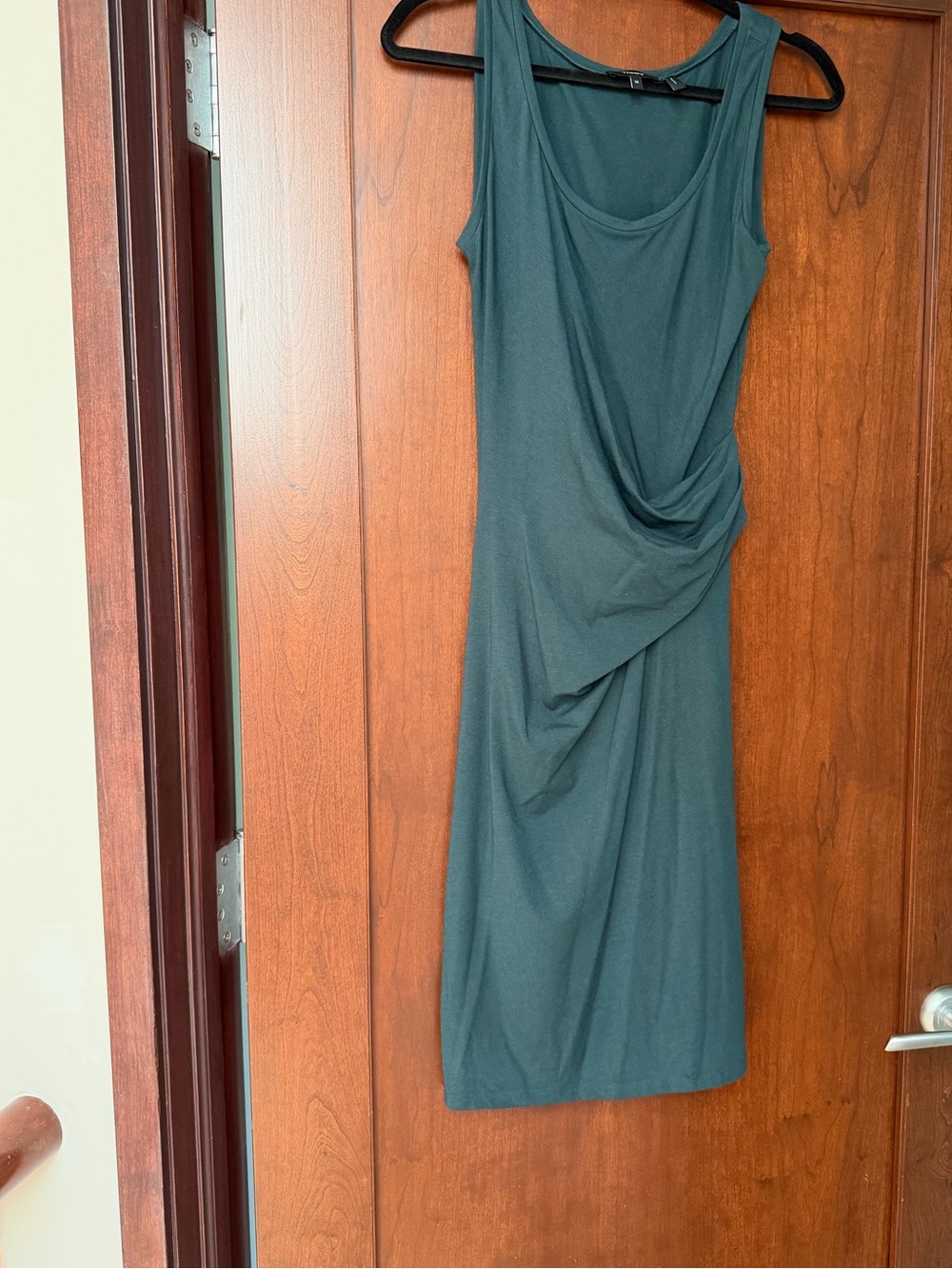 Sleeveless Draped Sheath Dress in Teal size M